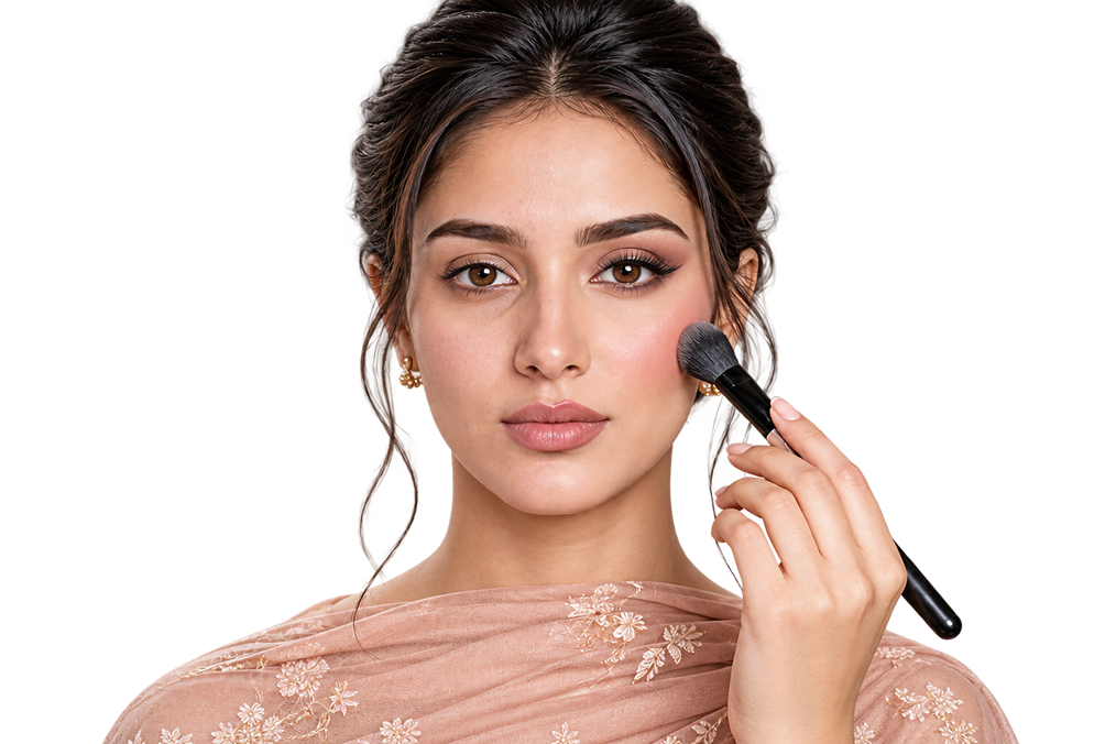 Woman applying makeup