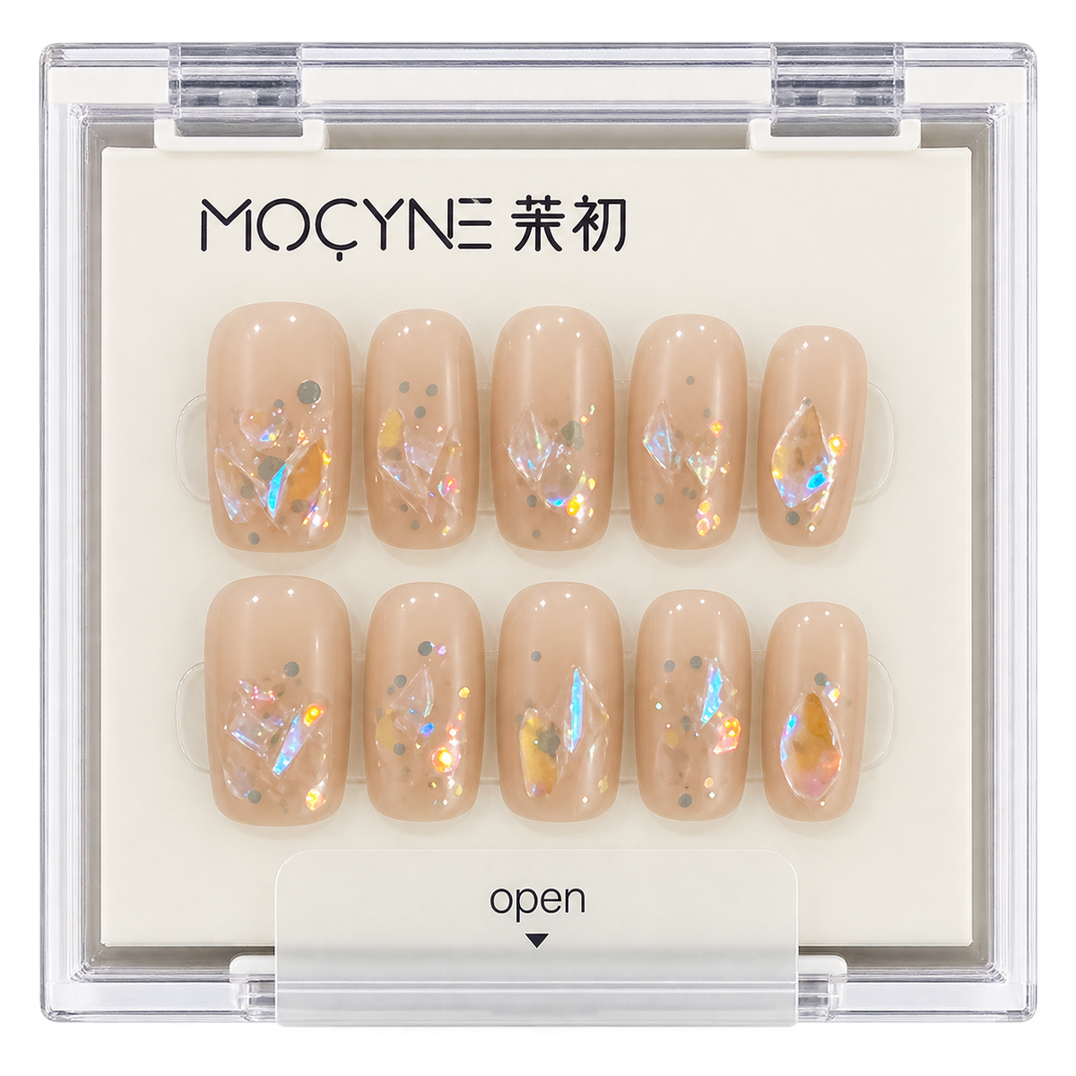 MOCYNE Nude Holographic Press-On Nails