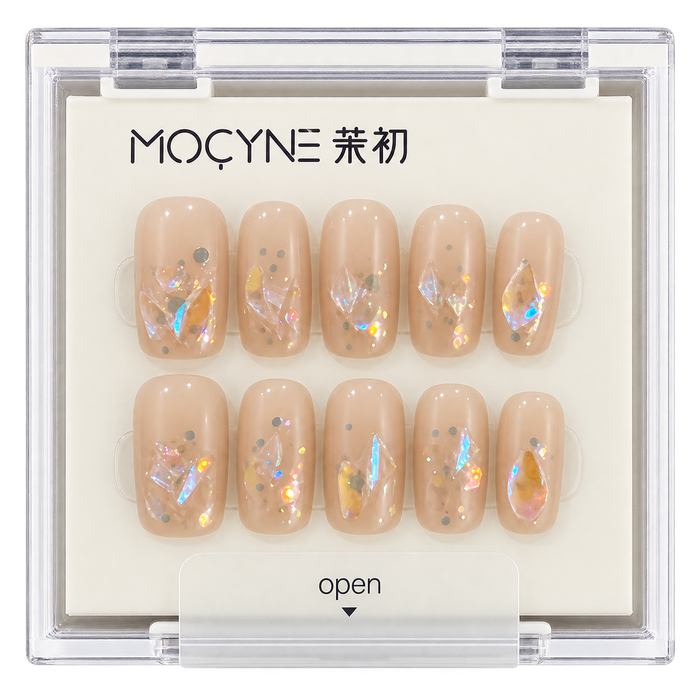 MOCYNE Nude Holographic Press-On Nails