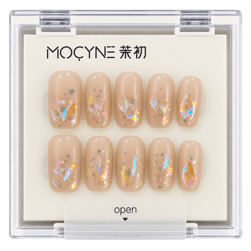 MOCYNE Nude Holographic Press-On Nails