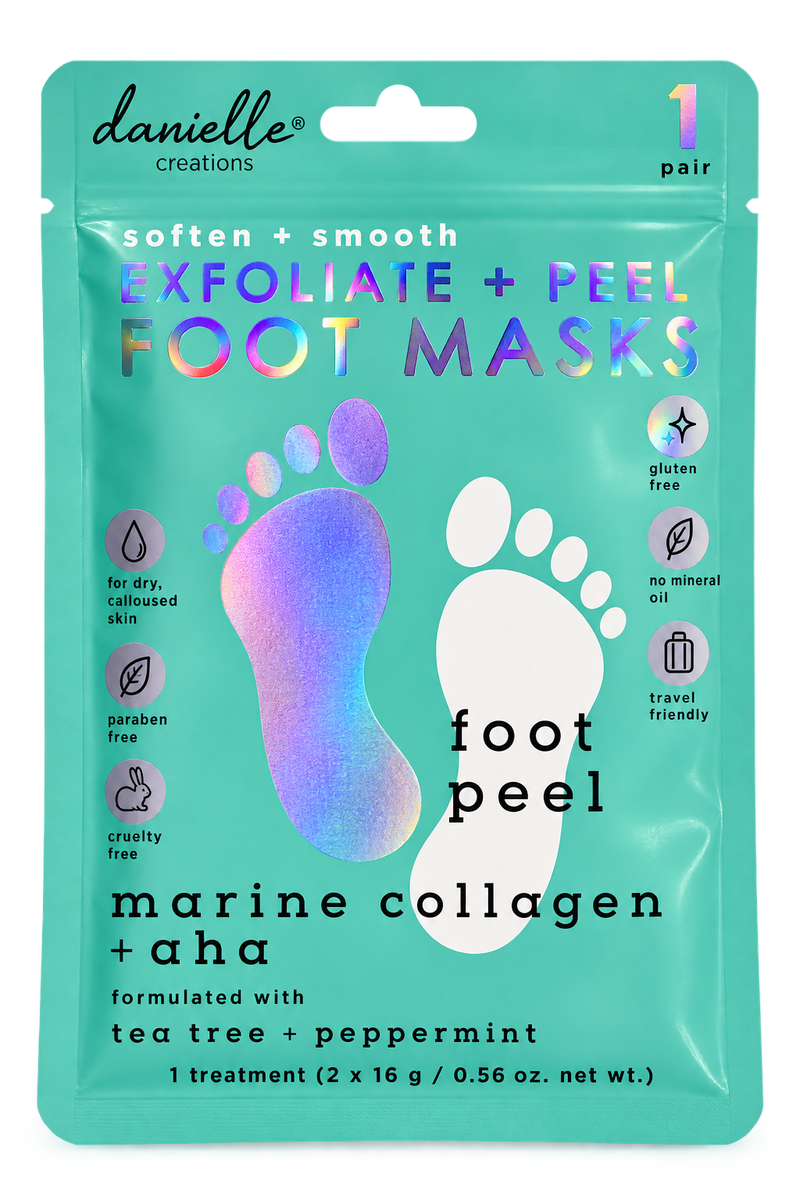 Danielle Creations Exfoliate + Peel Foot Mask – Marine Collagen & AHA