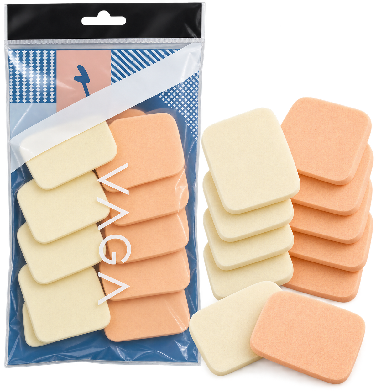10-Piece Rectangular Makeup Sponge Puff Set