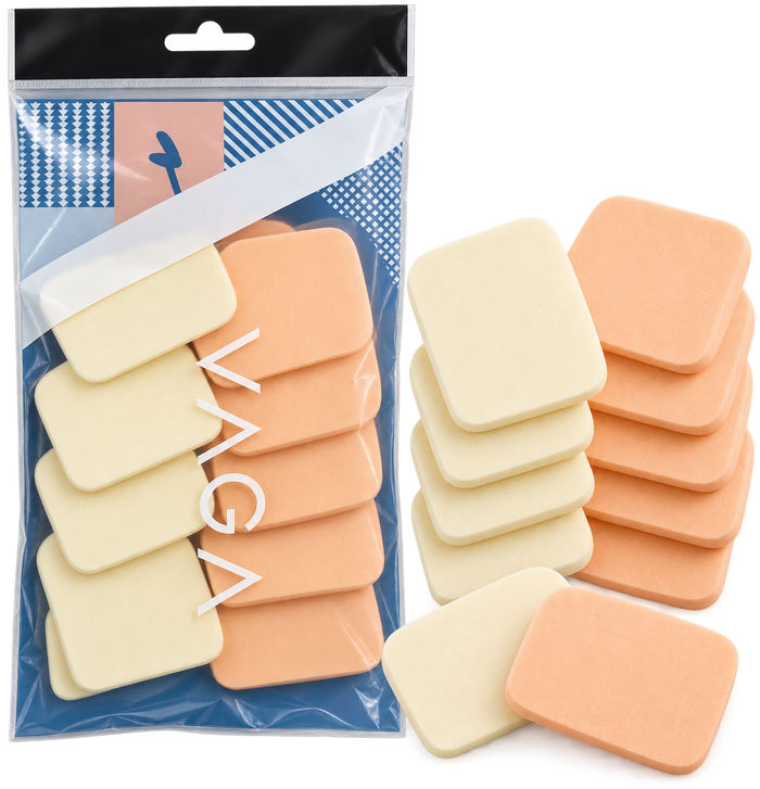 10-Piece Rectangular Makeup Sponge Puff Set